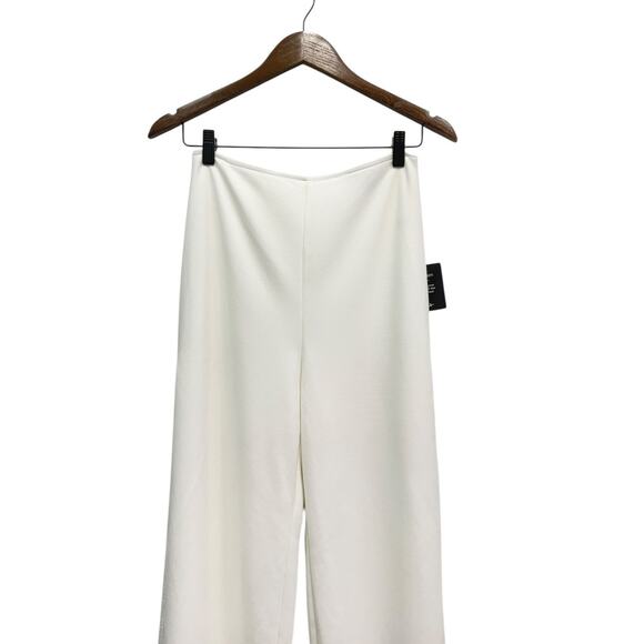 Lulus High Waist Stretch Crepe Side Slits Wide Leg Pants White size Small NWOT - Picture 6 of 8